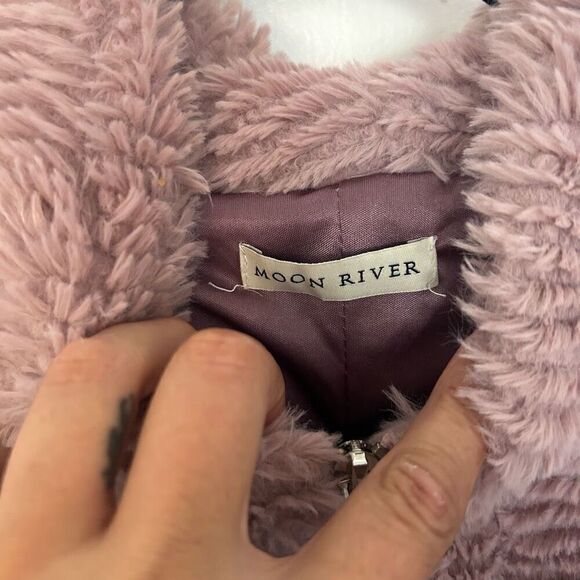 Moon River Faux Fur Taupe Full Zip Jacket Size L Mob Wife Cruella Deville - Picture 7 of 13